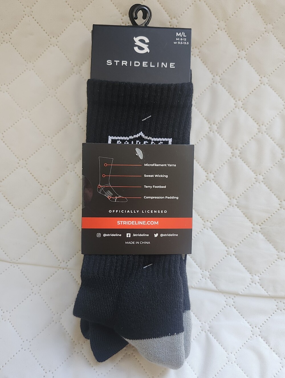 Light Gray and Black Raider Nation Crew Socks - Picture 4 of 6